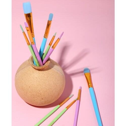 10Pcs/Set Color Oil Paint Brush Halloween Painted Makeup Brush Set Wooden Makeup Pen Artist Brushes Art Supplies Stationery