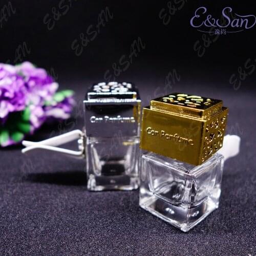 100PCS/LOT FMSK014-6ML Square Car Vents Transparent Glass Perfume Spray Packaging Cosmetics Empty Bottle