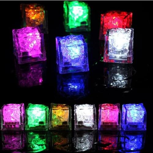 12pcs LED Ice Cubes Glowing Party Ball Flash Light Luminous Neon Wedding Festival Christmas Bar Wine Glass Decoration Supplies