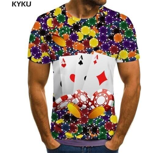 3d Tshirt Playing Cards T-shirt Men Poker Tshirts Casual Gambling Funny T shirts Colorful Anime Clothes Short Sleeve T shirts