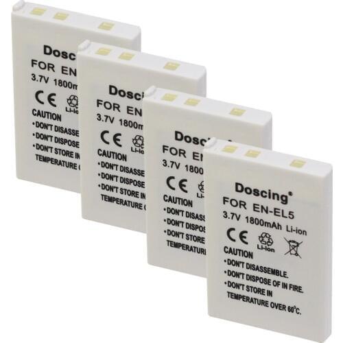 4pcs/Lot 1800mAh EN-EL5 ENEL5 for Nikon Coolpix P4 P80 P90 P100 P500 P510 P520 P530 P5000 P5100 5200 7900 P6000 3700 4200 Camera