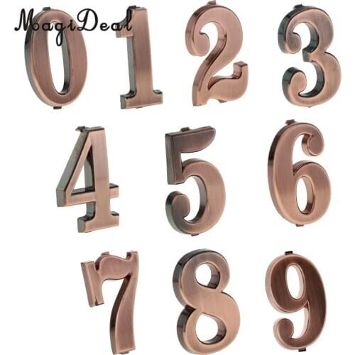 ABS Plastic Copper number Door Address 3D Digits Numeral Plate Plaque Sign Sticker for Gate Room Waterproof