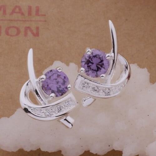 AE553 Trendy wholesale earrings , fashion jewelry , sickle inlaid purple stone /bvyaknfa bwlaknsa