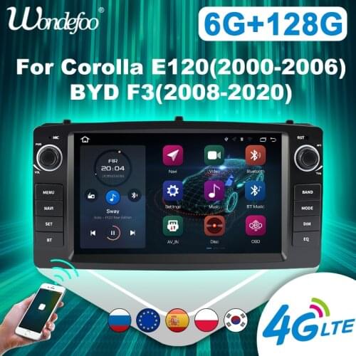 2 din Android 10 Car radio Carplay For Toyota Corolla Altis E120 2000-2006 For F3 2003-2013 Multimedia autoradio navigaton GPS