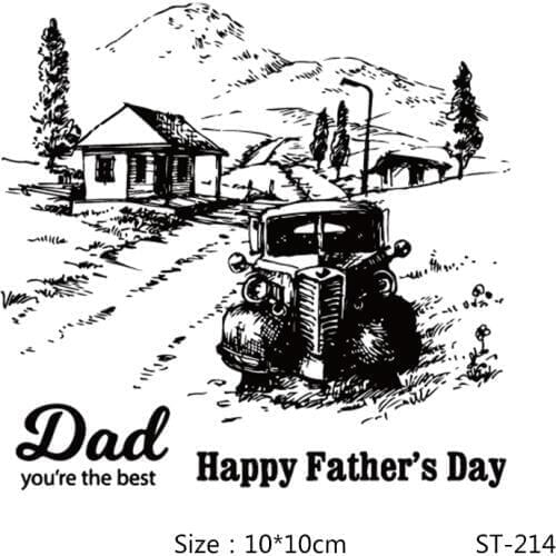 AZSG Farm Truck Happy Fathers Day Clear Stamps/Seals For DIY Scrapbooking/Card Making/Album Decorative Silicone Stamp Crafts
