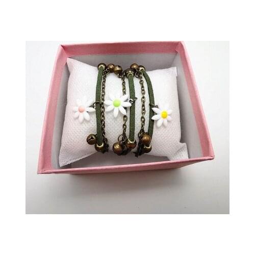Flower Bracelet Bead Leather Cord Leaf Chain Bell Bangle Fashion Women Bracelet Argent For Lovers Friendship Gifts