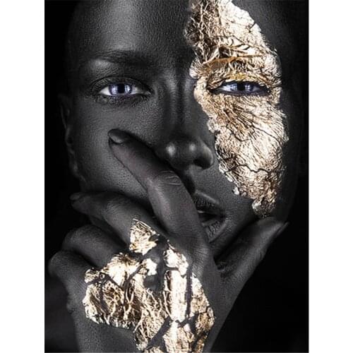 Black And Gold Woman DIY Embroidery Cross Stitch 11CT Kits Craft Needlework Set Printed Canvas Cotton Thread Home Design