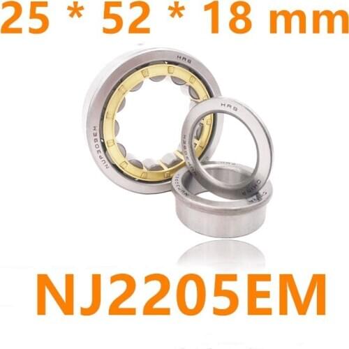 NJ2205EM 25*52*18 mm Cylindrical Roller Bearings Single Row Machined Brass Cage NJ2205 2505K For Motorcycles IJ Planet 5 Sport