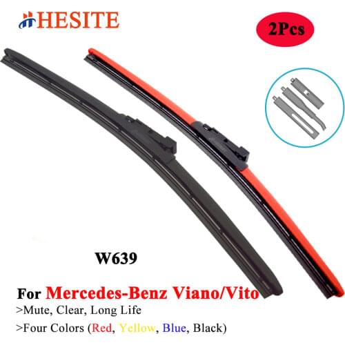 HESITE Colorful Windshield Red Wiper Blades For Mercedes Benz Viano W639 2004 2005 2010 2012 2014 2015 Models 28"+26" Red Wipers