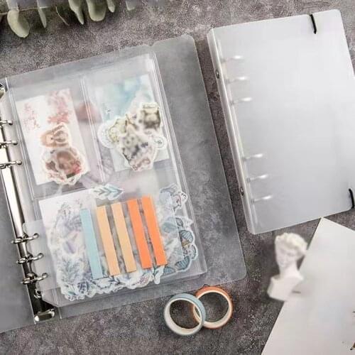 DIY Hand Account Storage A5 Transparent Loose Leaf Binder Notebook Inner Core Replacement Cover 6Hole PVC Organizer Bag Planner
