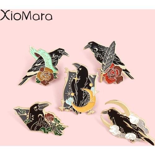 Grim Reaper Enamel Pins Fashion Punk Animal Lapel Badges Wholesale Stars Moon Flower Pins Brooches Jewelry Gifts for friends