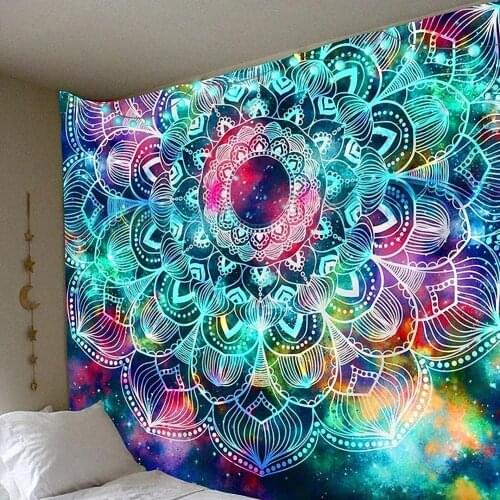 Mandala Wall Tapestry Wall Hanging Printed Polyester Psychedelic Mushroom Bohemian Tapestry Wall Cloth Hanging Ceiling decor