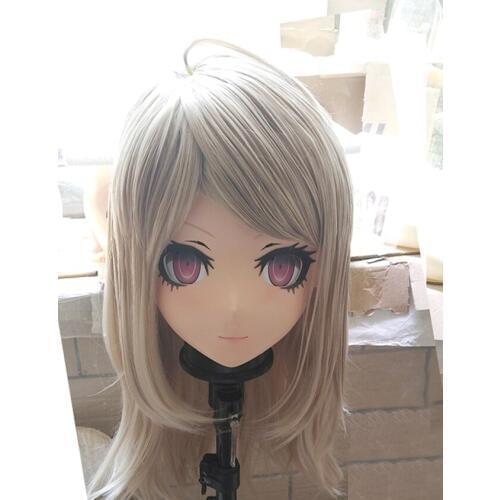KM121) Handmade Female Resin Crossdress Pretty Girl 3/4 Head Lolita Doll Mask Japanese Anime Cosplay Kigurumi Mask Crossdresser