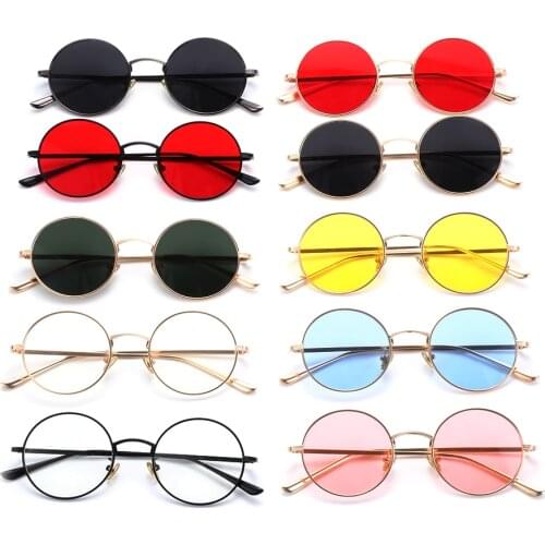 1PC Vintage Round Sunglasses For Men Women Punk Style Metal Frame Sun Glasses Circle Glasses UV Protection Eyewear Driving