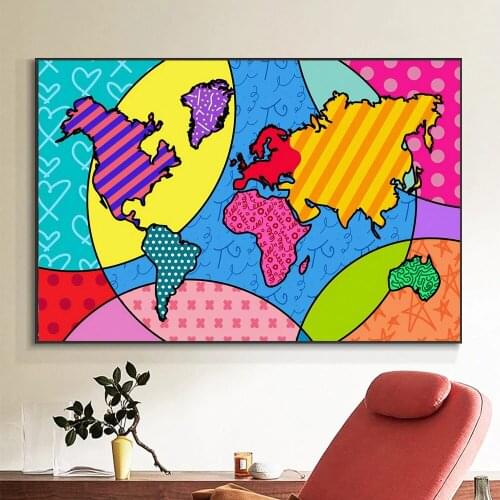 Cartoon Graffiti Map Wall Art Canvas Painting Nordic Abstract Posters For Kids Living Room Home Decor And Prints Wall Artwork