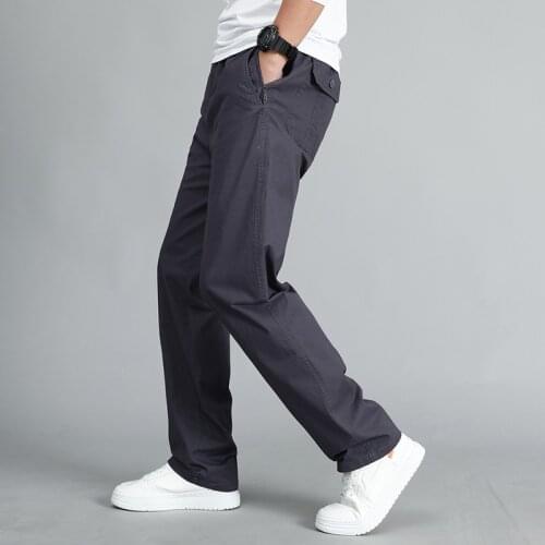 Mens Casual Spring Summer Trousers Cotton Elastic Waist Long Double Pocket Plus Size 5XL Mens Clothing Big Size Cargo Pants