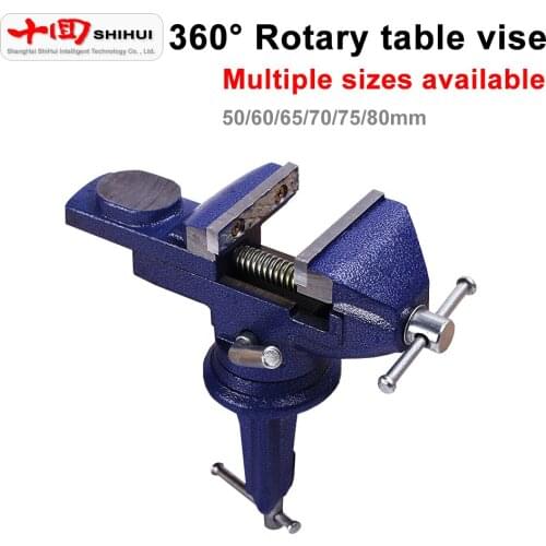 50/60/65mm Light Mechanical Vise Type Bench Vise 360° Rotating Base Cast Iron Table Clamp With Anvil Clamp-On Table Vise