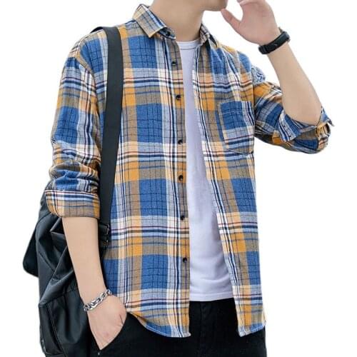 2021 new Hong Kong style son cotton shirt men loose casual shirt youth handsome inch shirt