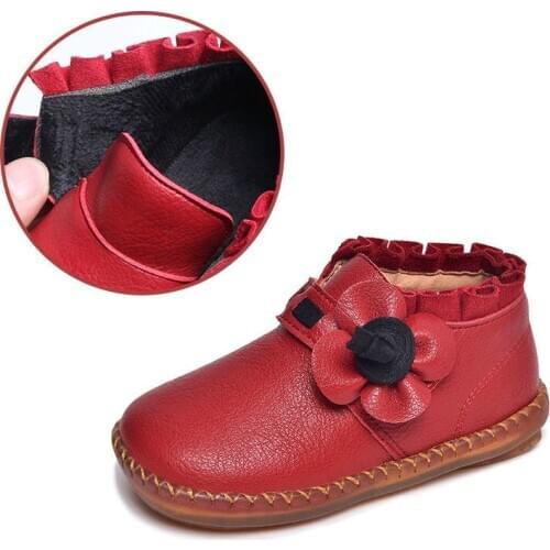 2021 Winter New Girls Princess Shoes Mary Janes Warm Plush Shoes Plaid Kids Thermal Flats Child Dress Shoes Baby Toddlers