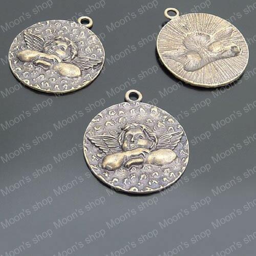 Wholesale 39mm Antique Bronze Angel Alloy Flat Charms Pendants DIY Findings Accessories 10 pieces (JM841)