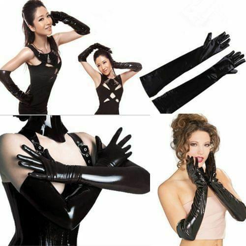 Faux Leather PVC Gloves Streetwear Dance Show Gloves Women Latex Fetish Clubwear Catsuit Cosplay Shiny Long Gloves