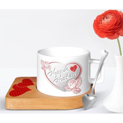 Personalized Valentines Day Design Wood Altlıklı Ceramic Cup-20