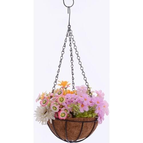 8/10-inch Hanging Basket Planter Metal Hanging Flower Basket Natural Coconut Coir Liner Wire Flower Holder Porch Pots Hanger