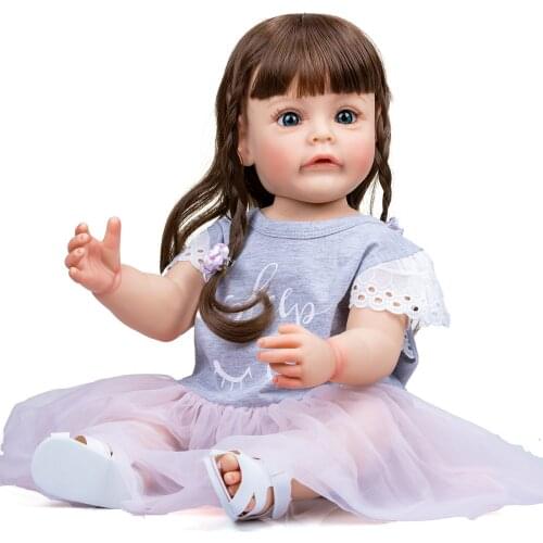 NPK 55CM FUll body Silicone Reborn Toddler Girl Princess Sue-Sue Hand-detailed Painting Toy for Girls