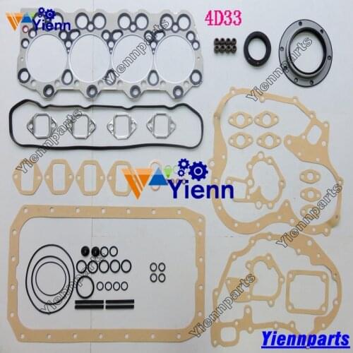 For Mitsubishi 4D33 Overhaul Full Gasket Set Kit With Head Gasket Fit Mitsubishi Truck Excavator Diesel Engine Spare Parts