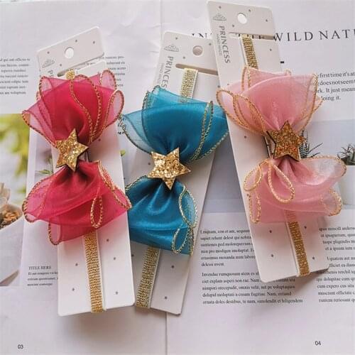 Baby Girls Bowknot Star Headband Lace Elastic Princess Hair Band Fashion New Style Children Kids Hair Accessories