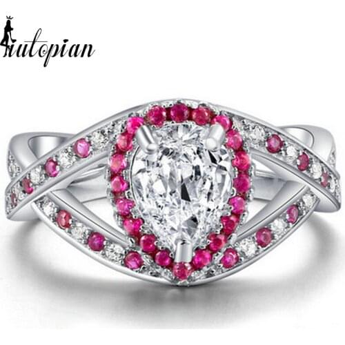 Iutopian Brand Luxury Jewelry Ring with Big Heart Stone CZ Wedding jewelry for Women a#UR602