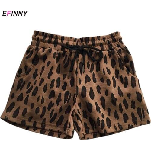 Summer Casual Womens Shorts Women Pants Sexy Leopard Wide Leg Pants Elastic Waist Shorts Streetwear Womens Wear Women Clothing