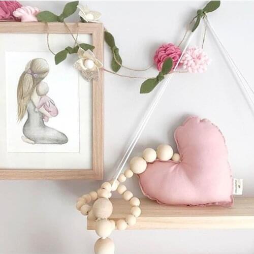 Nordic Boho Room Decor Love Moon Star Wooden Beads Macrame Hanging Wall Decor Kawaii Kids Baby Bedroom living Room Decoration