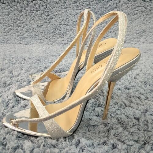 Sexy Silver Glitter High Heel Slimmer Popular Bridals Party Women Sandal Summer Open Toe Ankle Strap Stiletto 11cm Heel Shoe