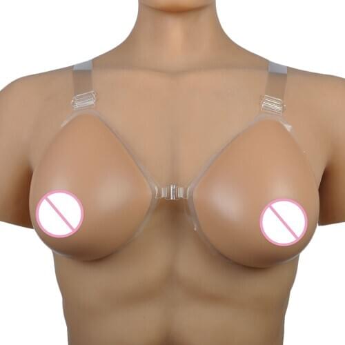 Middle Button-Water Drop One-piece Silicone Prosthesis Breast CD Transsexuals Silica Gel Artificial Breast Fake Boobs Cosplay