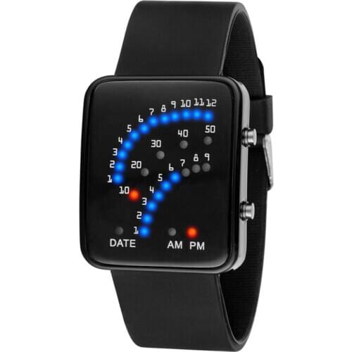 LED Electronic Wrist Watch Sector Binary Digital Waterproof Fashion Unisex Couple Watches AIC88