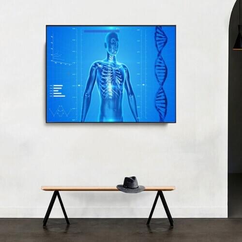 High tech Ergonomics Blue Human DNA Picture Poster Canvas Print Painting Wall Art Living Room Home Decoration