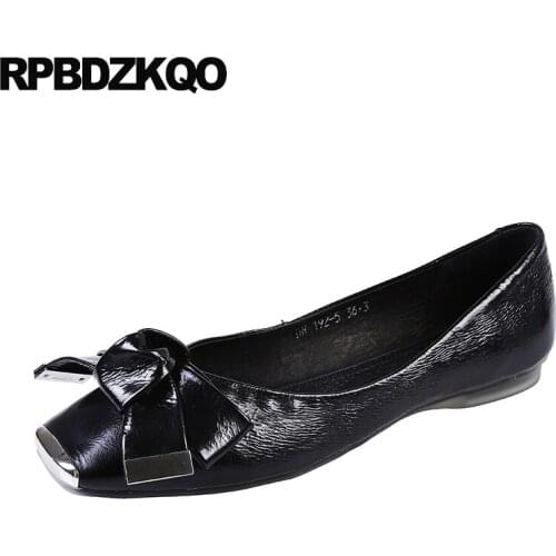 Black Bow Ladies Flats Casual Slip On Rubber Sole Women Square Toe 2021 Brand Spring Autumn Chinese Designer Shoes China Italian