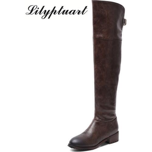 2019 simple style winter thick with fashion boots round head short plush zipper rubber bottom over the knee boots women