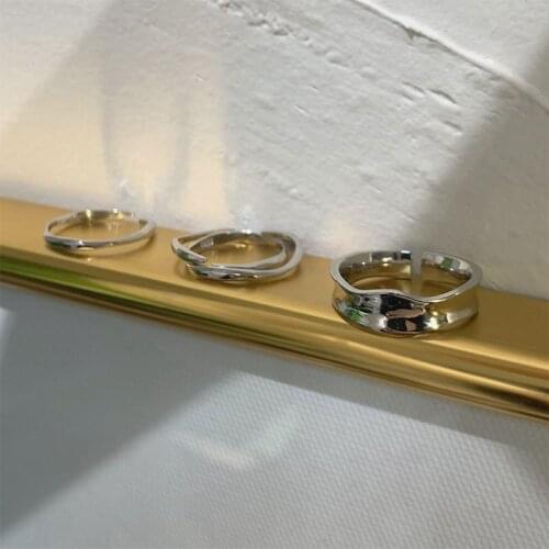 Origin Summer Minimalist Irregular Double-Layer Metal Ring for Women Open Adjustable Hollow Chain Index Finger Ring Jewelry