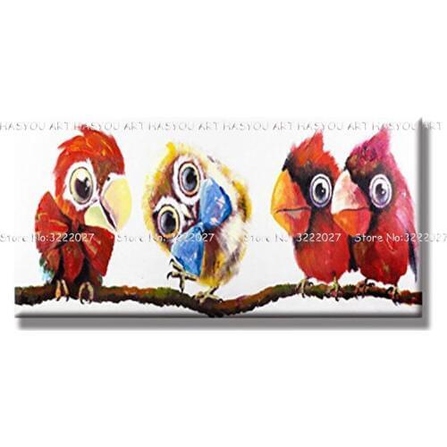 100%Handpainted Modern Parrots Pictures Abstract Art On Canvas Animals Oil Painting For Bed Room Wall Pictures Home Decor Art