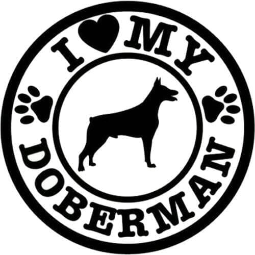 14.3cm*14cm Personalized I Love My Doberman Dog Paws Cute Fashion Car Stickers C5-0736