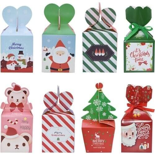 5pcs Christmas Paper Gift Boxes Candy Box Santa Claus Bags Gift Packing for Home New Year Xmas Natal Noel Navidad Party Decor