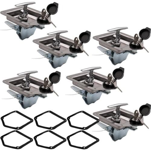 6x Door Toolbox Stainless Steel T-handle Security Latch Lock Locker with Keys