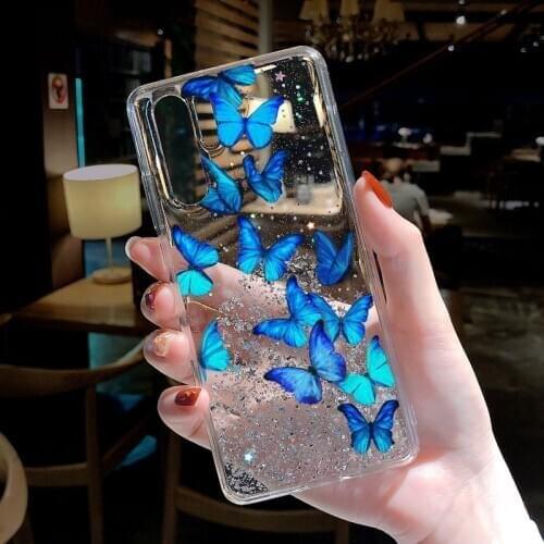 Glitter Butterfly Painted TPU Case For Xiaomi Mi 11 Lite Phone Cover For Redmi Note 10 9 Pro 9s 8 9A 8A 8 7 Mi 10 Note 10 Lite