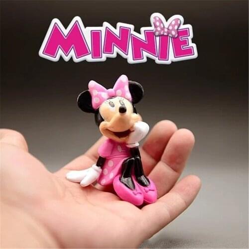Disney Mickey Mouse Minnie sitting posture 8cm Action Figure Toys Model Cake Topper for kids gift