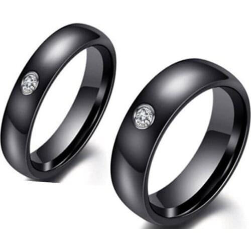 MOREDEAR 4mm 6mm Stainless Steel Cubic Zircon Ring For Men and Women