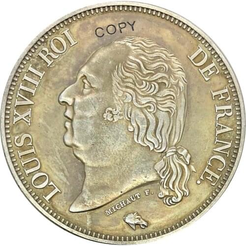 Aliexpress France Aliexpress France France 1817 D 5 Francs Louis XVIII ROI DE Letter Edge Brass Plated Silver Copy Coins