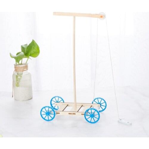 Wooden Creative DIY Technology Gravity Power Car Physical Toys For Children Early Learning Education Gravity Trolley Science Toy