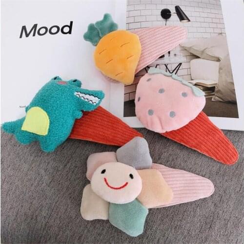 Cartoon Korean Dinosaur Fruit Hairpin Natural Wash Face Hair Clip Head Hair Clips Women Girls Accessories
